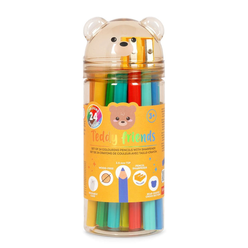 24 Matite Colorate Temperino Teddy Friends - Teddy Bear - Realizzandoo