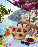 Borsa Cherries con dettagli in uncinetto