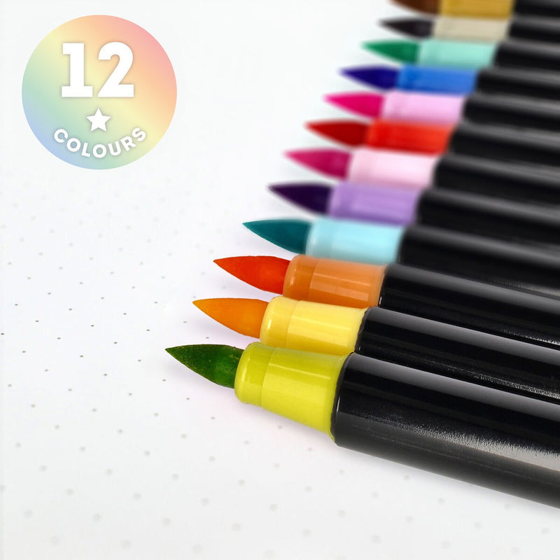 Brush Markers Set 12 Pennarelli Punta Pennello - Pastel Colours - Realizzandoo