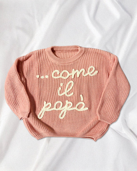 "Come il papà" - Maglioncino Bimbo/a in 100% Cotone Ricamato a Mano - Realizzandoo