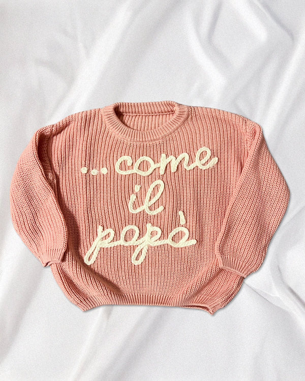 "Come il papà" - Maglioncino Bimbo/a in 100% Cotone Ricamato a Mano - Realizzandoo
