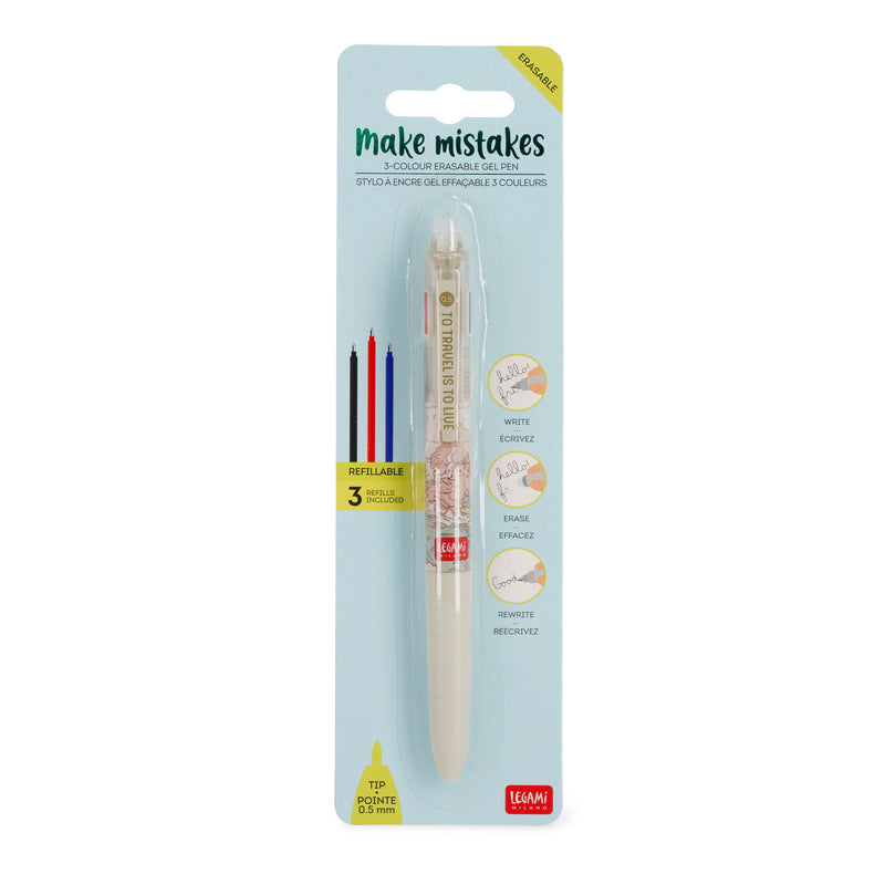 Make Mistakes Penna Gel Cancellabile 3 Colori - Travel