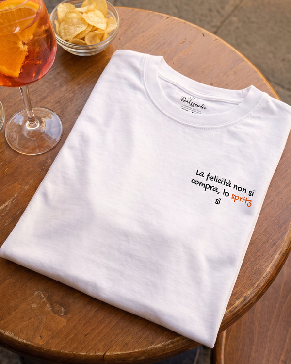 Maglietta La felicità non si compra, lo spritz si - T-shirt Ironica