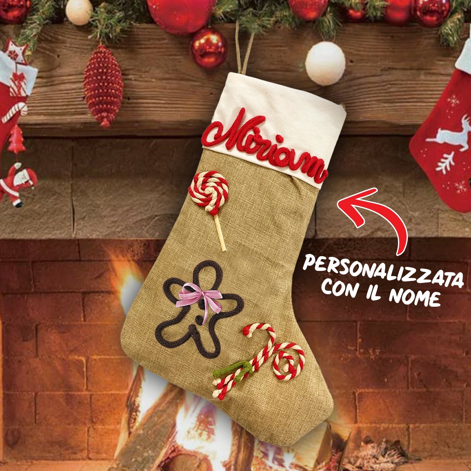 Calza Befana Iniziale Yehnois Calza Natalizia Personalizzata Con Monogramma Calza Befana Lettera - Foto 3