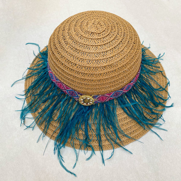 Cappello di Paglia con Frange Blu - Realizzandoo