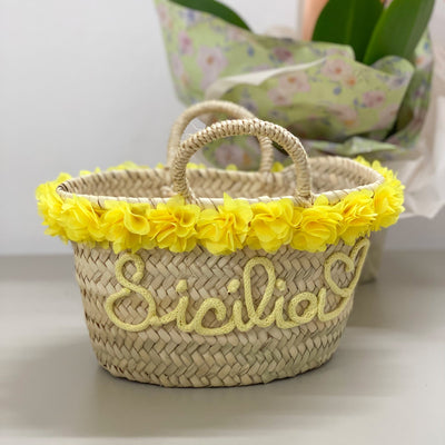 Bolso de paja personalizado con nombre o texto