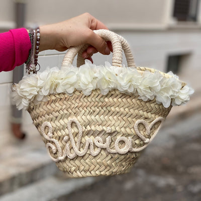 Bolso de paja personalizado con nombre o texto