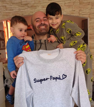 Felpa Ricamata con scritta "Super Papà"